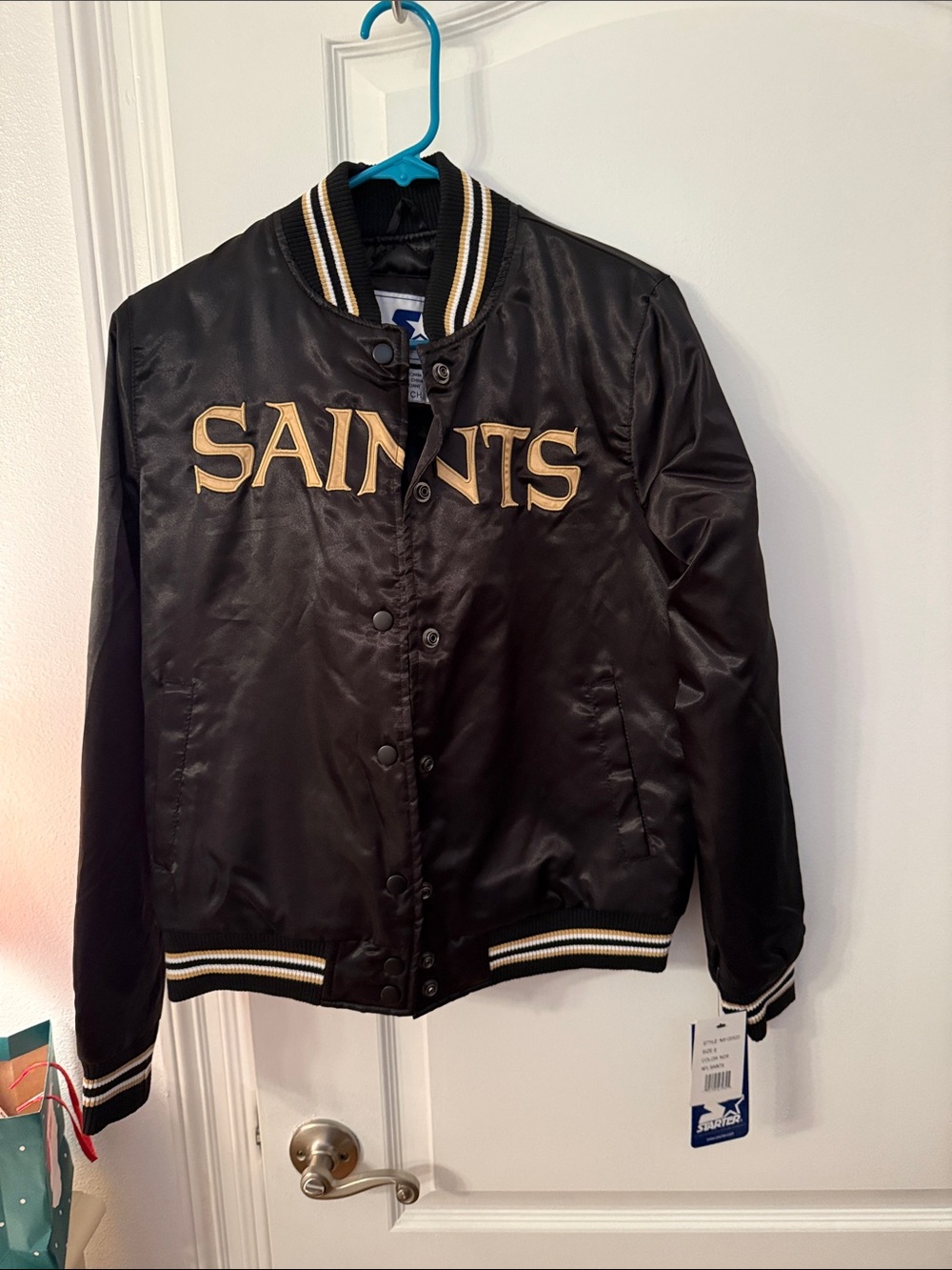 STARTER Saints Black Jacket with Gold and White